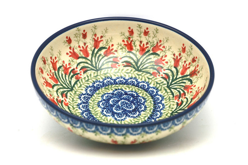 Ceramika Artystyczna Polish Pottery Bowl - Contemporary Salad - Crimson Bells B90-1437a (Ceramika Artystyczna)