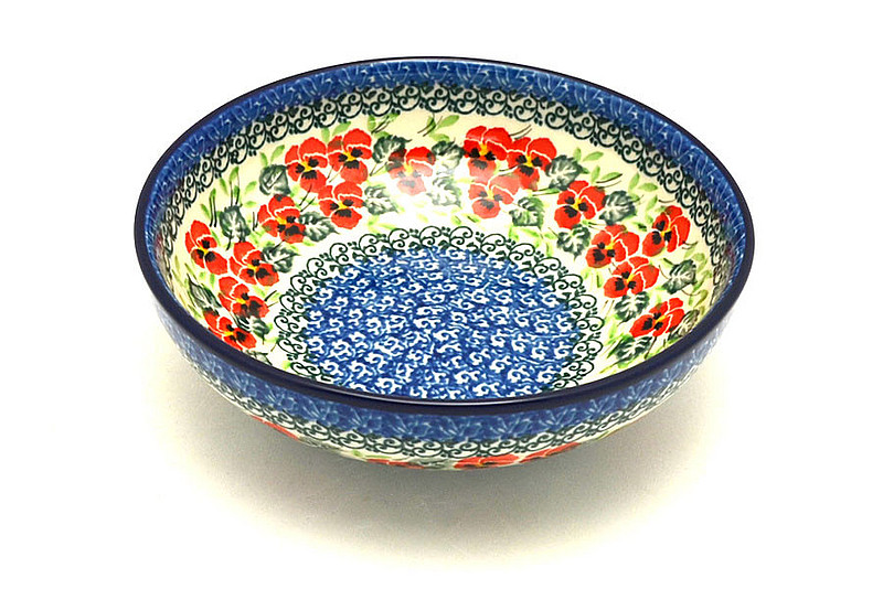 Ceramika Artystyczna Polish Pottery Bowl - Contemporary Salad - Red Pansy B90-2538a (Ceramika Artystyczna)