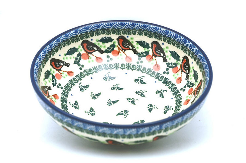Ceramika Artystyczna Polish Pottery Bowl - Contemporary Salad - Red Robin B90-1257a (Ceramika Artystyczna)