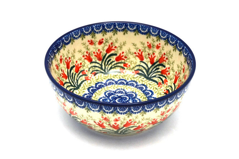 Ceramika Artystyczna Polish Pottery Bowl - Coupe Cereal - Crimson Bells C38-1437a (Ceramika Artystyczna)