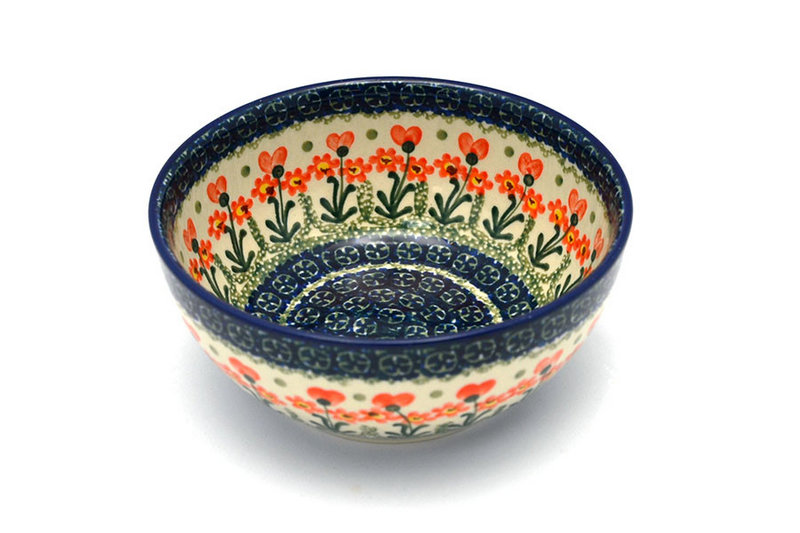 Ceramika Artystyczna Polish Pottery Bowl - Coupe Cereal - Peach Spring Daisy C38-560a (Ceramika Artystyczna)