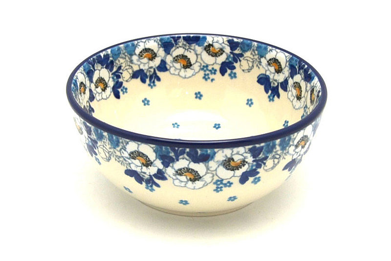 Polish Pottery Bowl - Coupe Cereal - White Poppy