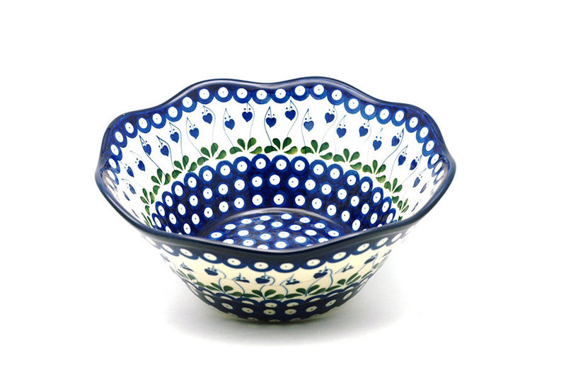 Ceramika Artystyczna Polish Pottery Bowl - Curvy Edge - 10" - Bleeding Heart 692-377o (Ceramika Artystyczna)