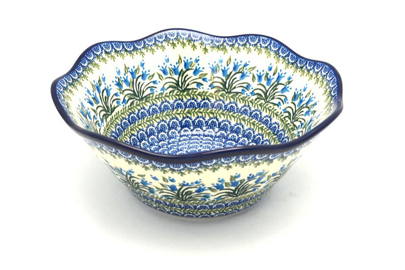 Ceramika Artystyczna Polish Pottery Bowl - Curvy Edge - 10" - Blue Bells 692-1432a (Ceramika Artystyczna)