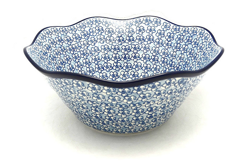 Polish Pottery Bowl - Curvy Edge - 10" - Daisy Flurry