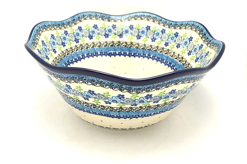 Ceramika Artystyczna Polish Pottery Bowl - Curvy Edge - 10" - Flower Works 692-2633a (Ceramika Artystyczna)