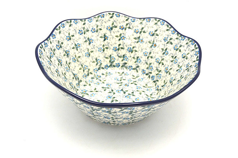 Ceramika Artystyczna Polish Pottery Bowl - Curvy Edge - 10" - Forget-Me-Knot 692-2089a (Ceramika Artystyczna)