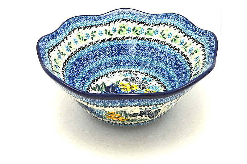 Ceramika Artystyczna Polish Pottery Bowl - Curvy Edge - 10" - Unikat Signature U5132 692-U5132 (Ceramika Artystyczna)