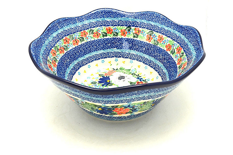 Ceramika Artystyczna Polish Pottery Bowl - Curvy Edge - 10" - Unikat Signature U5156 692-U5156 (Ceramika Artystyczna)