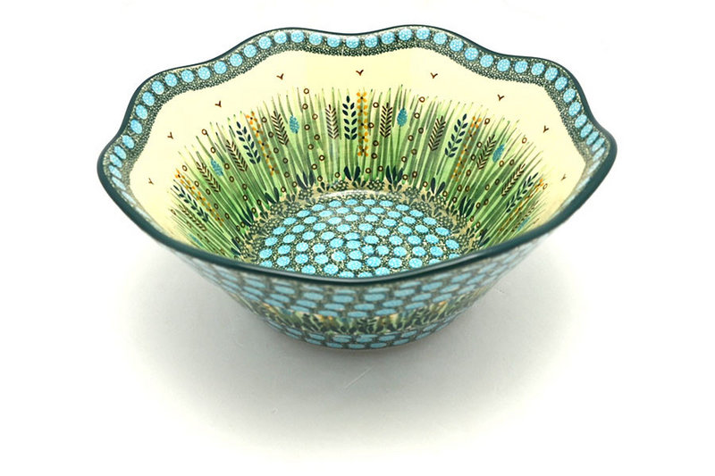 Ceramika Artystyczna Polish Pottery Bowl - Curvy Edge - 10" - Unikat Signature U803 692-U0803 (Ceramika Artystyczna)