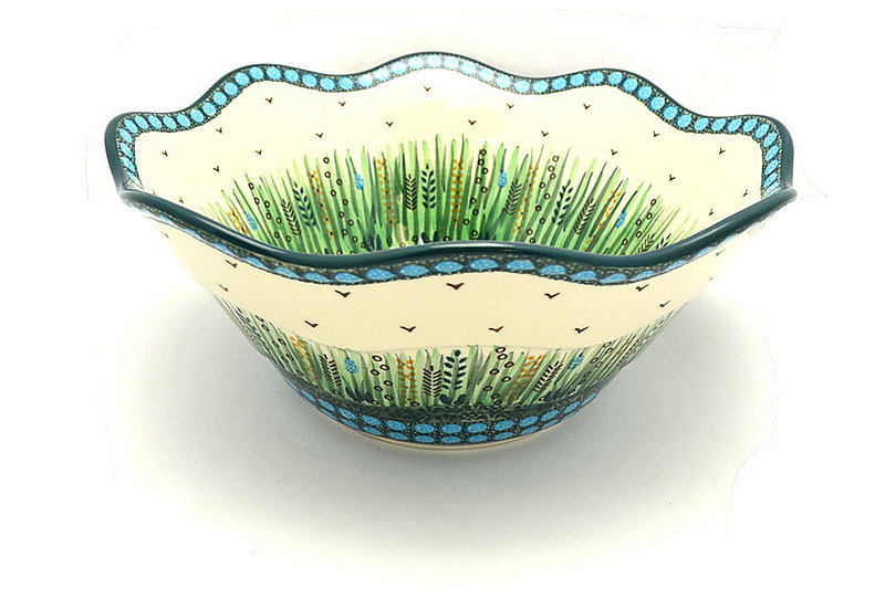 Ceramika Artystyczna Polish Pottery Bowl - Curvy Edge - 12" - Unikat Signature - U803 693-U0803 (Ceramika Artystyczna)