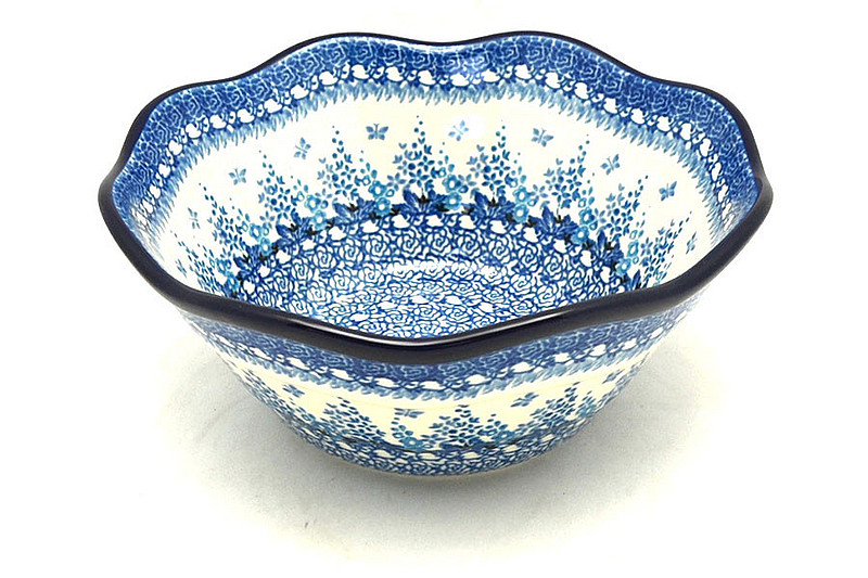 Ceramika Artystyczna Polish Pottery Bowl - Curvy Edge - 8" - Blue Sage 691-3277a (Ceramika Artystyczna)