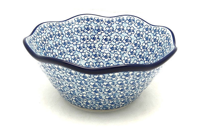 Polish Pottery Bowl - Curvy Edge - 8" - Daisy Flurry