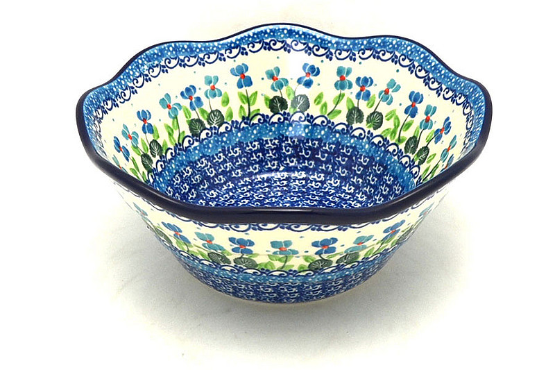 Ceramika Artystyczna Polish Pottery Bowl - Curvy Edge - 8" - Dutch Iris 691-2668a (Ceramika Artystyczna)