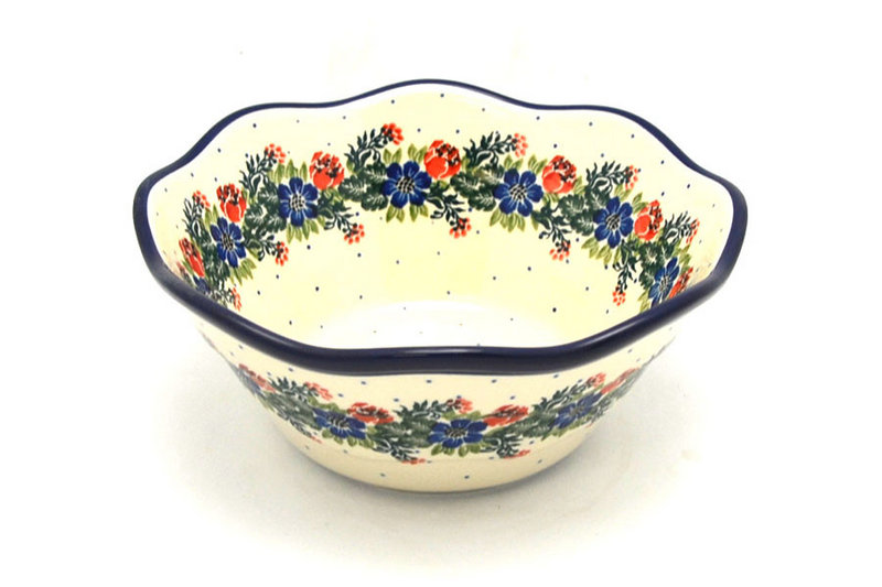 Ceramika Artystyczna Polish Pottery Bowl - Curvy Edge - 8" - Garden Party 691-1535a (Ceramika Artystyczna)