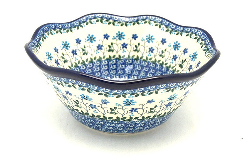 Polish Pottery Bowl - Curvy Edge - 8" - Georgia Blue