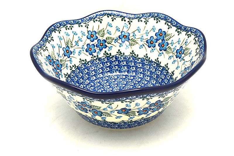 Ceramika Artystyczna Polish Pottery Bowl - Curvy Edge - 8" - Parisian Posies 691-2272a (Ceramika Artystyczna)