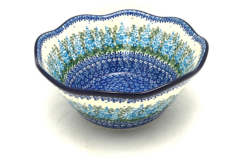 Ceramika Artystyczna Polish Pottery Bowl - Curvy Edge - 8" - Virginia Blue Bells 691-3279a (Ceramika Artystyczna)
