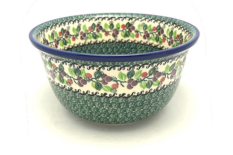 Ceramika Artystyczna Polish Pottery Bowl - Deep Artisan Bowl - Large - Burgundy Berry Green 113-1415a (Ceramika Artystyczna)