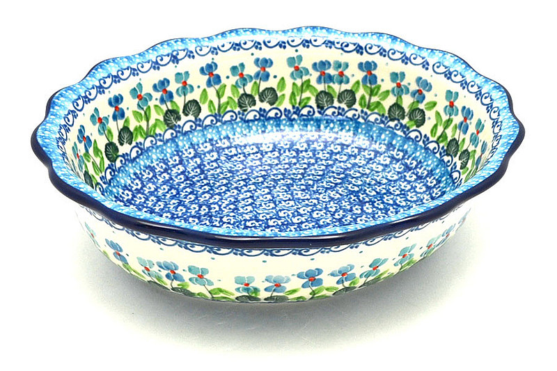 Ceramika Artystyczna Polish Pottery Bowl - Fluted Oval - Dutch Iris D78-2668a (Ceramika Artystyczna)