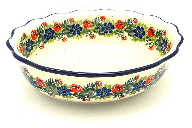 Ceramika Artystyczna Polish Pottery Bowl - Fluted Oval - Garden Party D78-1535a (Ceramika Artystyczna)