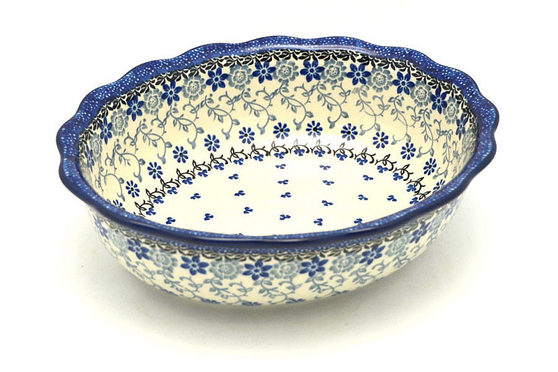 Ceramika Artystyczna Polish Pottery Bowl - Fluted Oval - Silver Lace D78-2158a (Ceramika Artystyczna)
