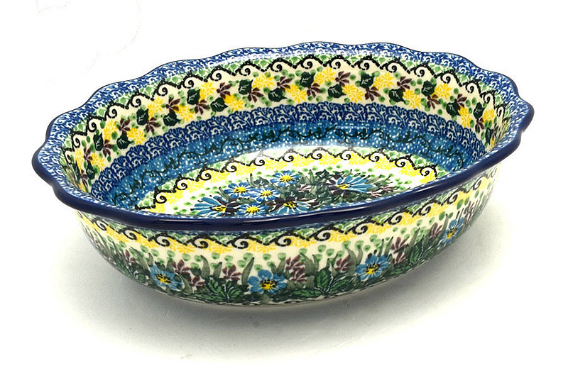 Ceramika Artystyczna Polish Pottery Bowl - Fluted Oval - Unikat Signature - U4613 D78-U4613 (Ceramika Artystyczna)