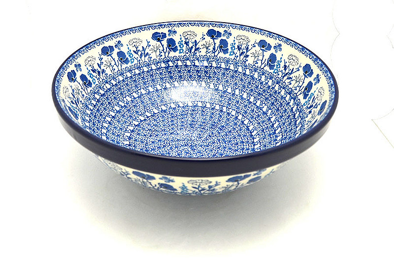 Ceramika Artystyczna Polish Pottery Bowl - Grand Nesting (10 3/4") - Evening Poppies 055-2902a (Ceramika Artystyczna)