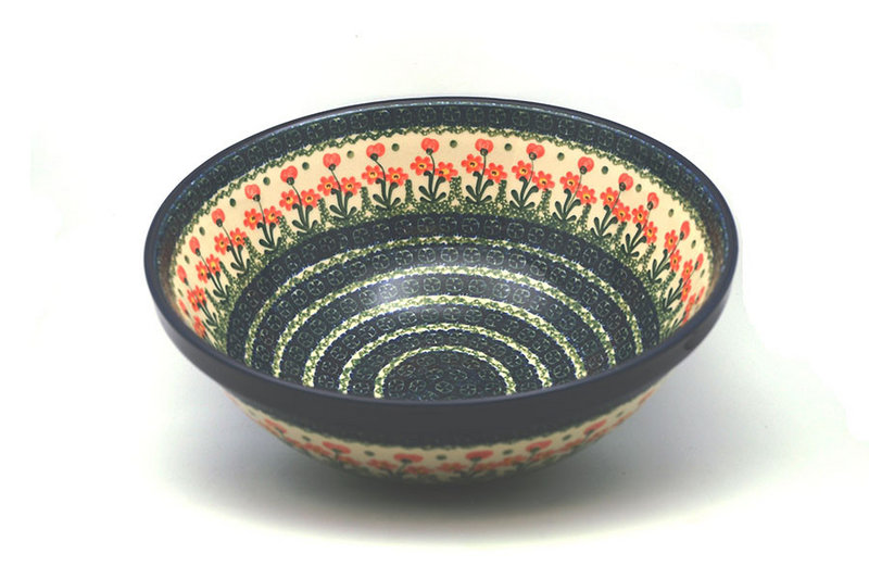 Ceramika Artystyczna Polish Pottery Bowl - Grand Nesting (10 3/4") - Peach Spring Daisy 055-560a (Ceramika Artystyczna)