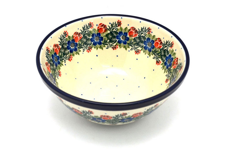 Ceramika Artystyczna Polish Pottery Bowl - Large Nesting (7 1/2") - Garden Party 057-1535a (Ceramika Artystyczna)
