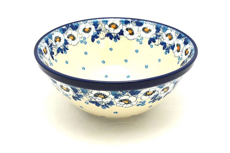 Ceramika Artystyczna Polish Pottery Bowl - Large Nesting (7 1/2") - White Poppy 057-2222a (Ceramika Artystyczna)