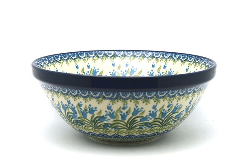 Ceramika Artystyczna Polish Pottery Bowl - Larger Nesting (9") - Blue Bells 056-1432a (Ceramika Artystyczna)