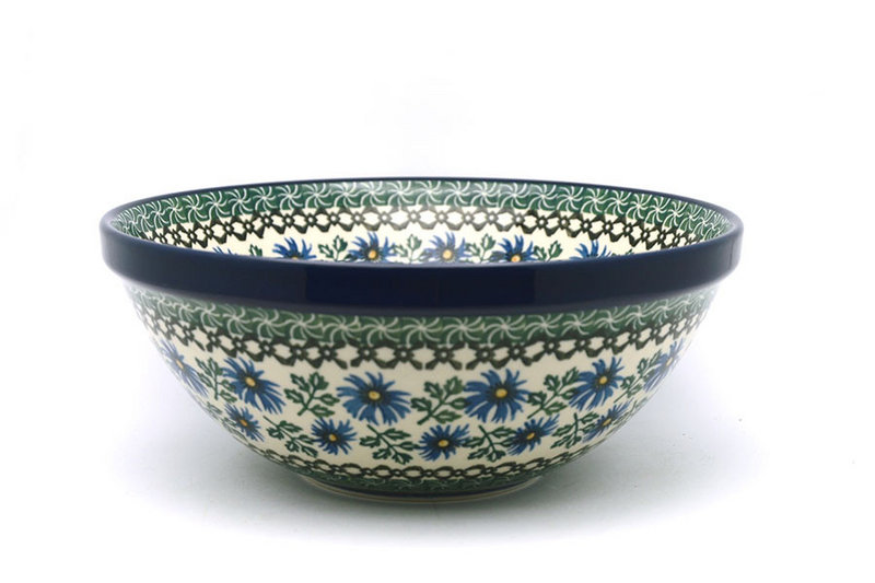 Polish Pottery Bowl - Larger Nesting (9") - Blue Chicory