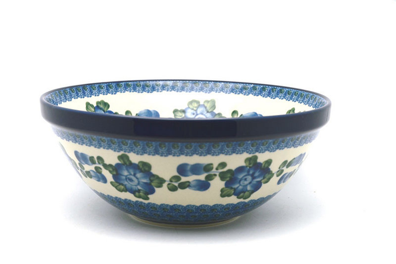 Ceramika Artystyczna Polish Pottery Bowl - Larger Nesting (9") - Blue Poppy 056-163a (Ceramika Artystyczna)