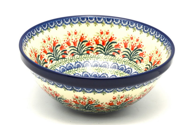 Polish Pottery Bowl - Larger Nesting (9") - Crimson Bells