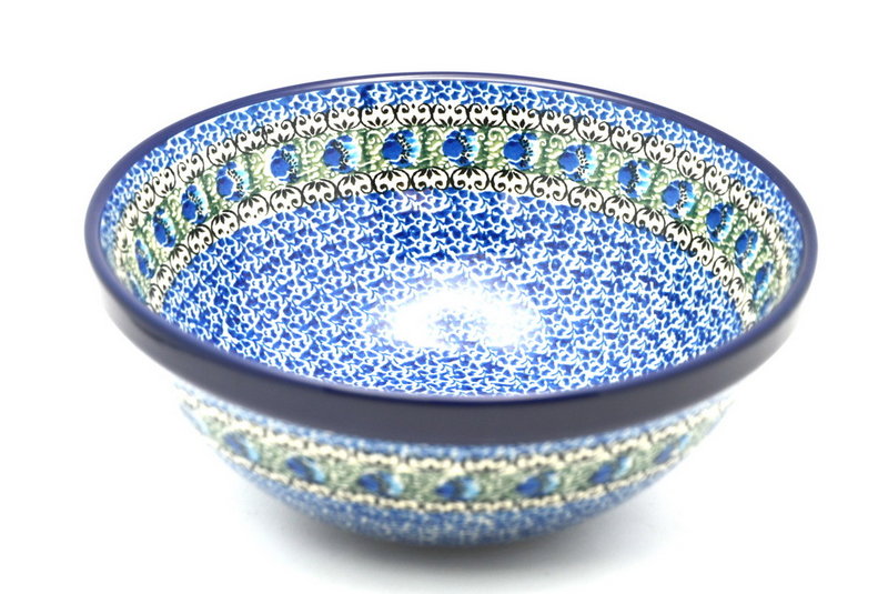 Polish Pottery Bowl - Larger Nesting (9") - Peacock Feather