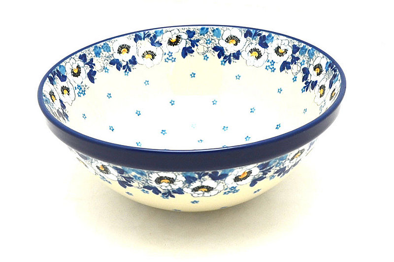 Ceramika Artystyczna Polish Pottery Bowl - Larger Nesting (9") - White Poppy 056-2222a (Ceramika Artystyczna)
