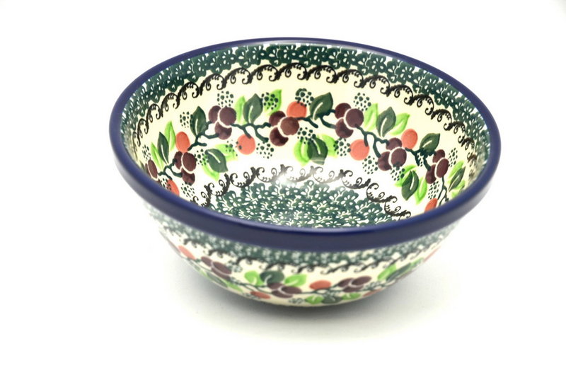 Ceramika Artystyczna Polish Pottery Bowl - Medium Nesting (6 1/2") - Burgundy Berry Green 058-1415a (Ceramika Artystyczna)