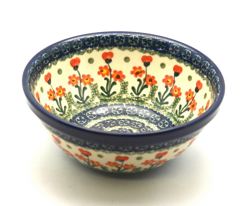 Ceramika Artystyczna Polish Pottery Bowl - Medium Nesting (6 1/2") - Peach Spring Daisy 058-560a (Ceramika Artystyczna)