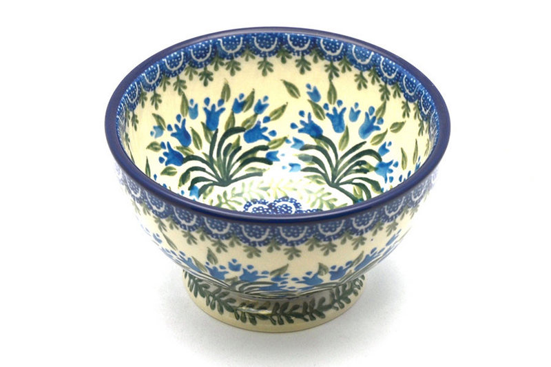 Polish Pottery Bowl - Pedestal - Small - Blue Bells