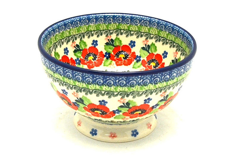 Ceramika Artystyczna Polish Pottery Bowl - Pedestal - Small - Danish Garden 206-3219a (Ceramika Artystyczna)