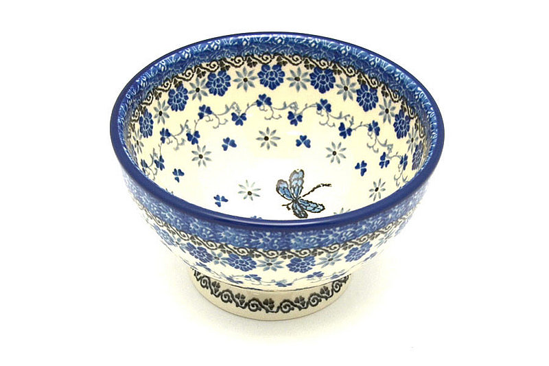 Ceramika Artystyczna Polish Pottery Bowl - Pedestal - Small - Dragonfly 206-2009a (Ceramika Artystyczna)