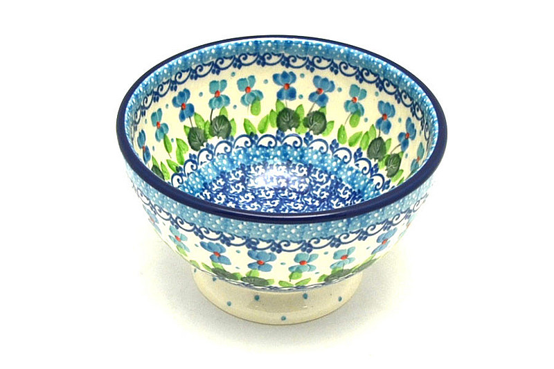 Ceramika Artystyczna Polish Pottery Bowl - Pedestal - Small - Dutch Iris 206-2668a (Ceramika Artystyczna)
