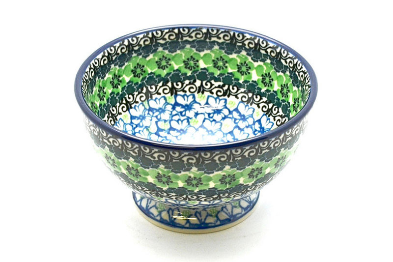Ceramika Artystyczna Polish Pottery Bowl - Pedestal - Small - Kiwi 206-1479a (Ceramika Artystyczna)