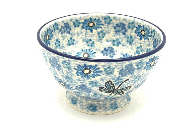 Polish Pottery Bowl - Pedestal - Small - Misty Dragonfly