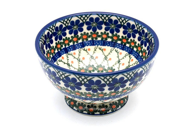 Ceramika Artystyczna Polish Pottery Bowl - Pedestal - Small - Primrose 206-854a (Ceramika Artystyczna)