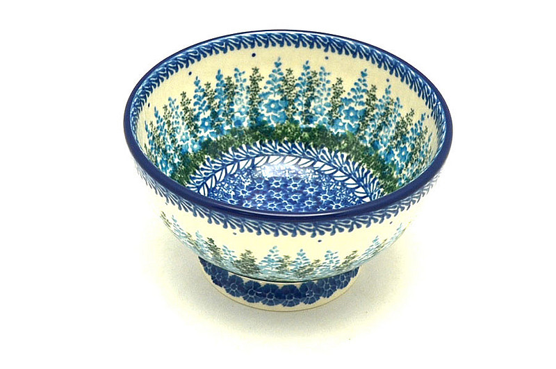 Ceramika Artystyczna Polish Pottery Bowl - Pedestal - Small - Virginia Blue Bells 206-3279a (Ceramika Artystyczna)