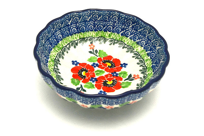 Ceramika Artystyczna Polish Pottery Bowl - Shallow Scalloped - Small - Danish Garden 023-3219a (Ceramika Artystyczna)