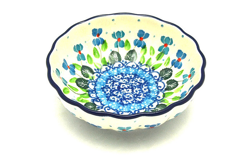 Ceramika Artystyczna Polish Pottery Bowl - Shallow Scalloped - Small - Dutch Iris 023-2668a (Ceramika Artystyczna )