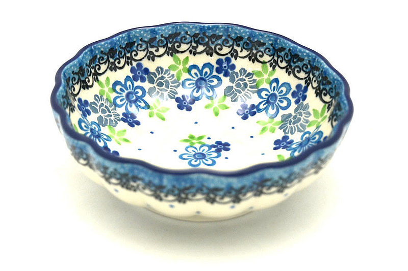 Ceramika Artystyczna Polish Pottery Bowl - Shallow Scalloped - Small - Flower Works 023-2633a (Ceramika Artystyczna)